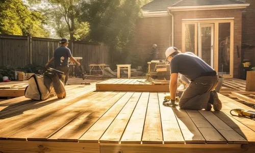 Professionals constructing wooden decks under Builders Alexandra’s Deck builders Alexandra services.